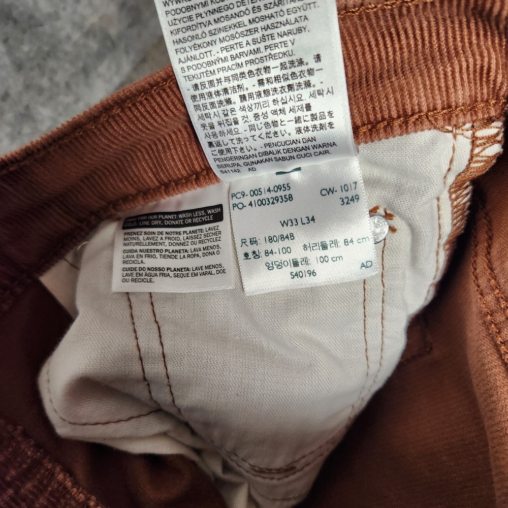 Levis 514 Corduroy Pants Men 33x34 Red Straight Leg Regular Fit Colorful Preppy - Picture 8 of 8